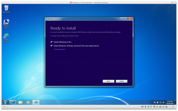 Upgrade von Windows 7 auf 8 mit Parallels Desktop 8 für Mac (Bild: Parallels)